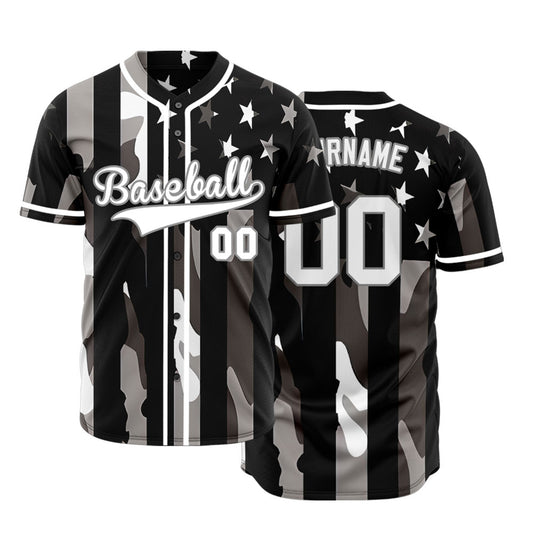 Custom Black Flag Half Baseball Jersey
