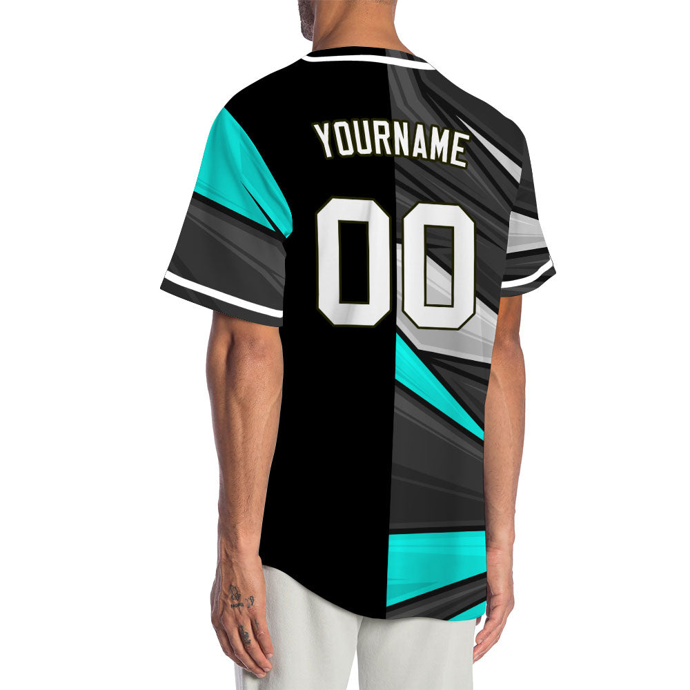 Custom Black Grey Blue Lines Baseball Jersey