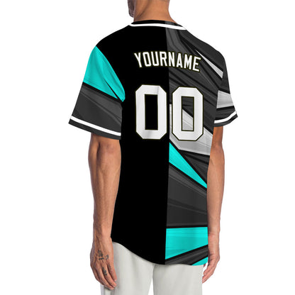 Custom Black Grey Blue Lines Baseball Jersey