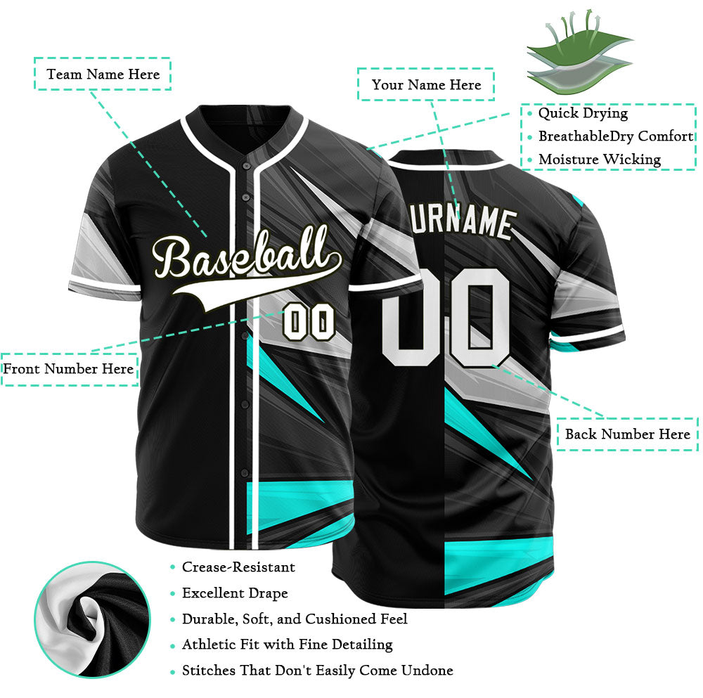 Custom Black Grey Blue Lines Baseball Jersey