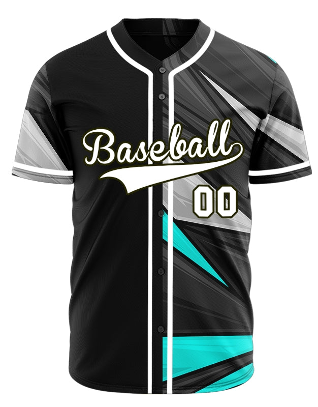 Custom Black Grey Blue Lines Baseball Jersey