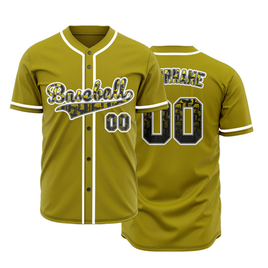 Custom Black Line Gold Edge Half Baseball Jersey