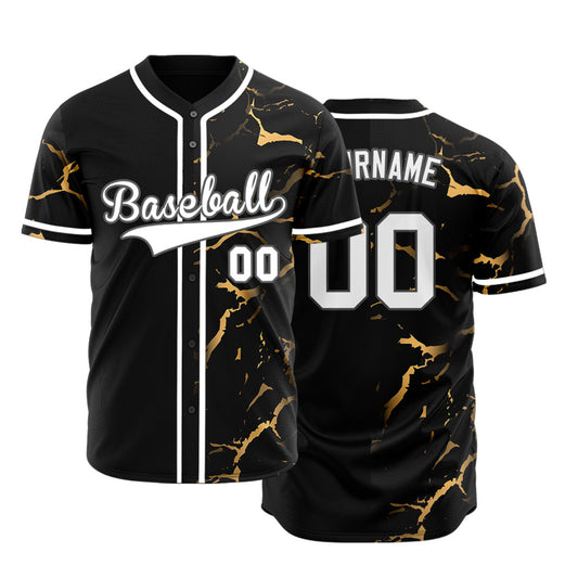 Custom Black Orange Lighting Lines Baseball Jersey