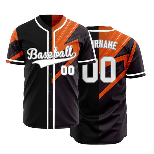 Custom Black Orange Scratch Lines Baseball Jersey