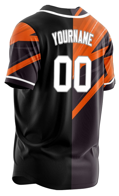 Custom Black Orange Scratch Lines Baseball Jersey