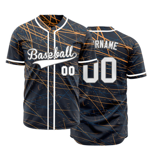 Custom Black Orange Scratch Lines Half Baseball Jersey