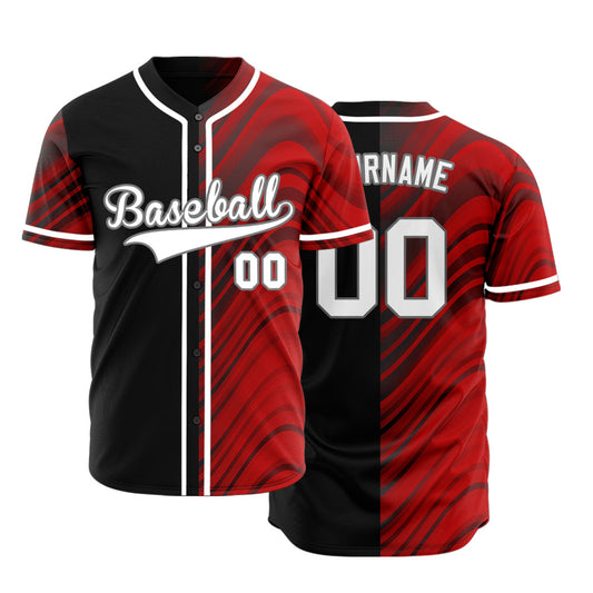 Custom Black Red Orange Lines Baseball Jersey