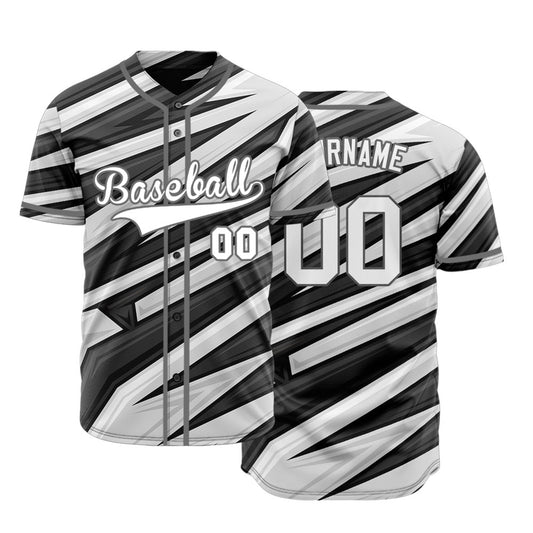 Custom Black White Slash Half Baseball Jersey