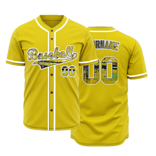 Custom Black Yellow Ink Baseball Jersey