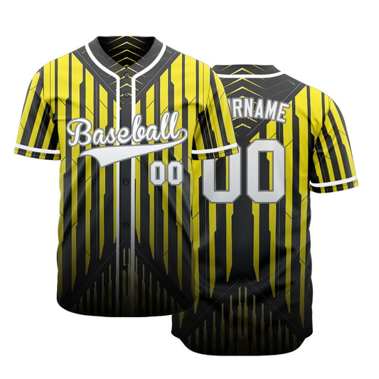 Custom Black Yellow Ray Half Baseball Jersey
