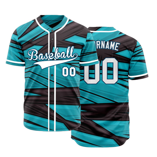 Custom Blue Black Dynamic Lines Half Baseball Jersey