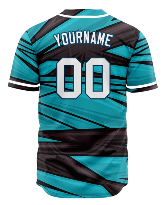 Custom Blue Black Dynamic Lines Half Baseball Jersey