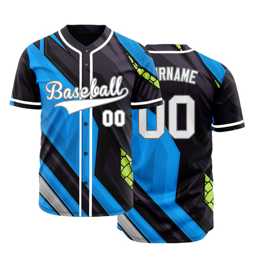 Custom Blue Black Grey Lines Baseball Jersey