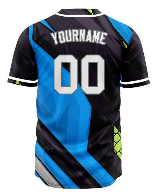 Custom Blue Black Grey Lines Baseball Jersey