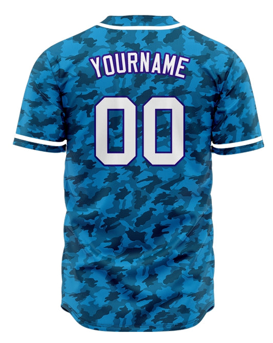 Custom Blue Camouflage Half Baseball Jersey