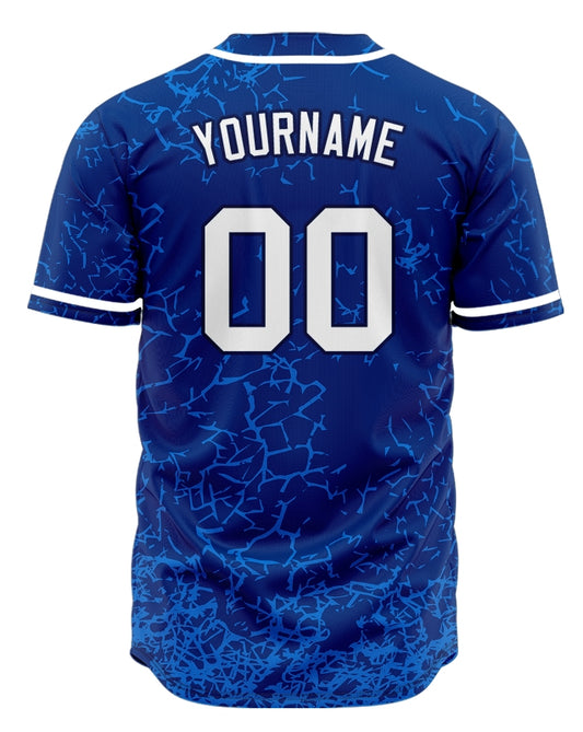 Custom Blue Crack Half Baseball Jersey
