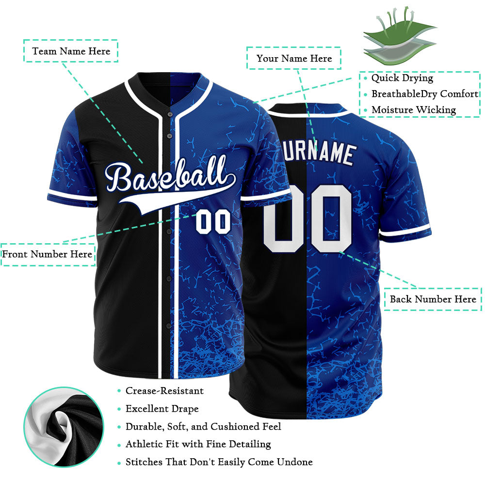 Custom Blue Curve Gradient Baseball Jersey