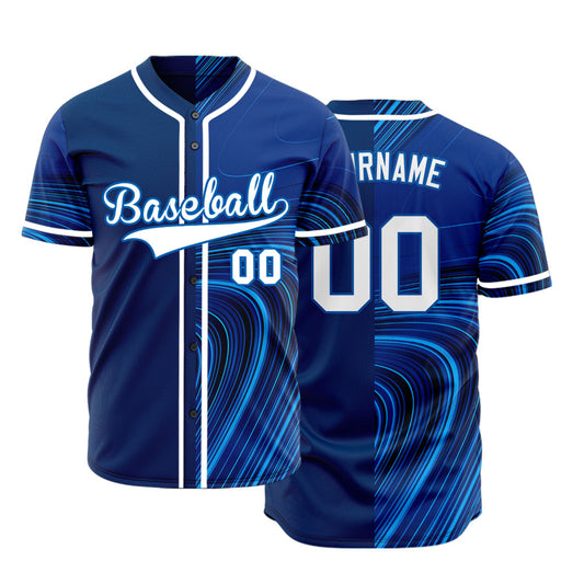 Custom Blue Cutting Shape Baseball Jersey