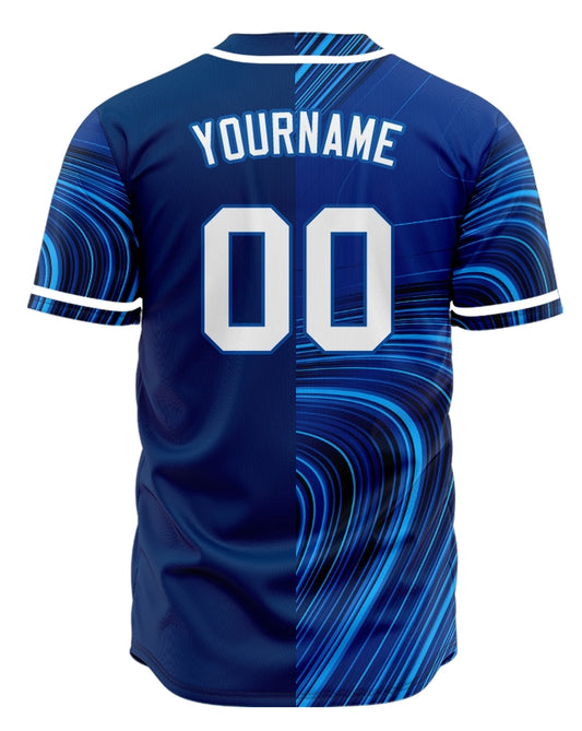 Custom Blue Cutting Shape Baseball Jersey