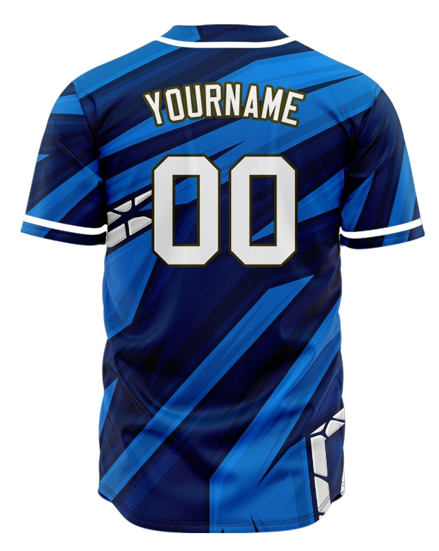 Custom Blue Dark Blue Grain Half Baseball Jersey