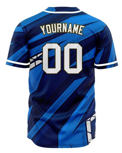 Custom Blue Dark Blue Grain Half Baseball Jersey