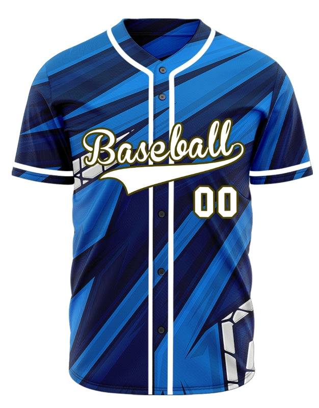 Custom Blue Dark Blue Grain Half Baseball Jersey