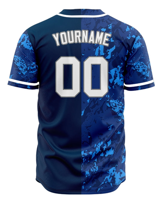 Custom Blue Dark Blue Slash Baseball Jersey