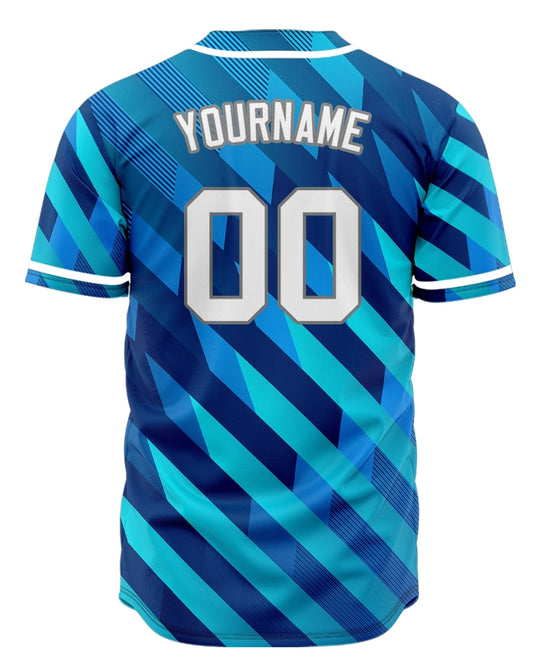 Custom Blue Dark Blue Slash Half Baseball Jersey