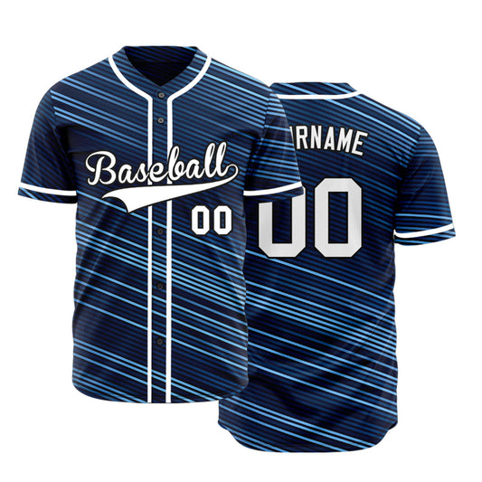 Custom Blue Dark Blue Twill Half Baseball Jersey