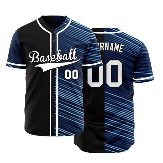 Custom Blue Diagonal Grid Baseball Jersey