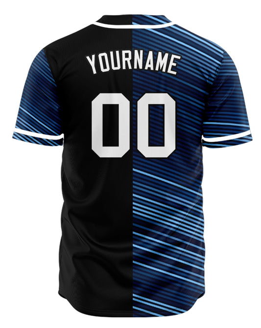 Custom Blue Diagonal Grid Baseball Jersey