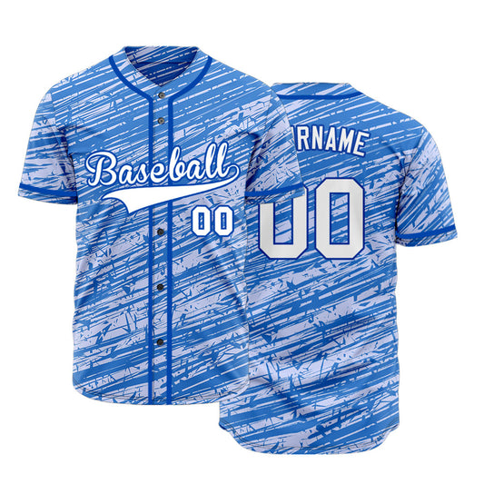Custom Blue Diagonal Line Half Baseball Jersey
