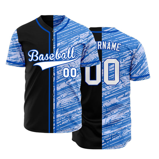 Custom Blue Fluorescent Green Small Triangle Baseball Jersey