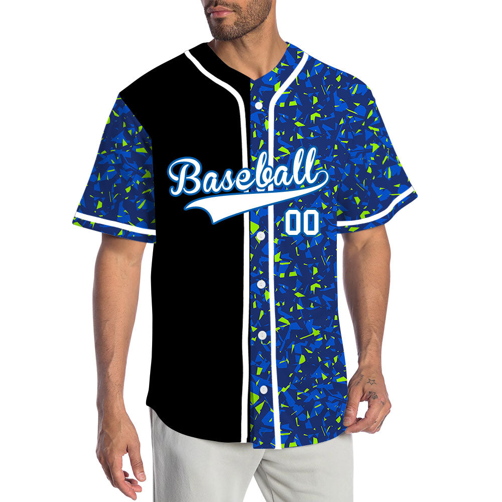 Custom Blue Gradient Lines Dark Blue Baseball Jersey