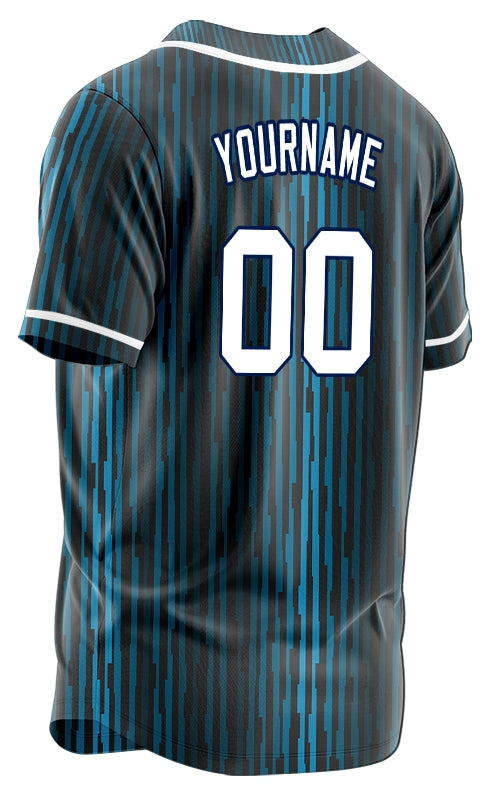 Custom Blue Gradient Vertical Lines Half Baseball Jersey