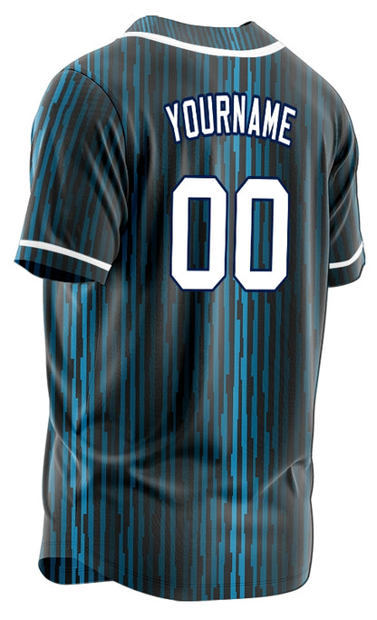 Custom Blue Gradient Vertical Lines Half Baseball Jersey