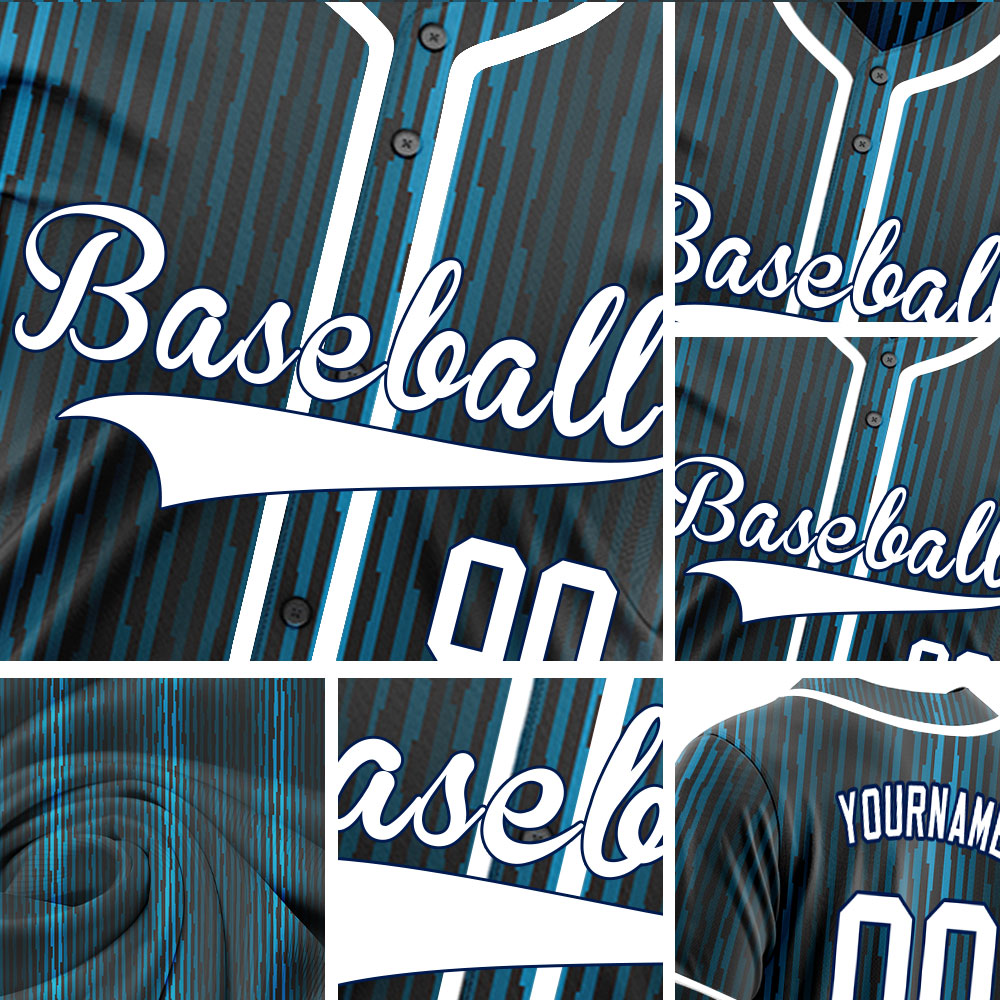 Custom Blue Gradient Vertical Lines Half Baseball Jersey