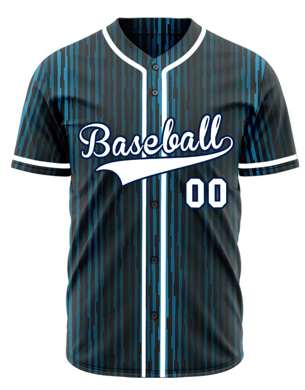 Custom Blue Gradient Vertical Lines Half Baseball Jersey