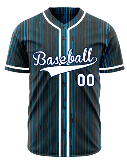 Custom Blue Gradient Vertical Lines Half Baseball Jersey