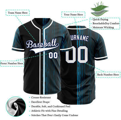 Custom Blue Green Bend Line Half Baseball Jersey