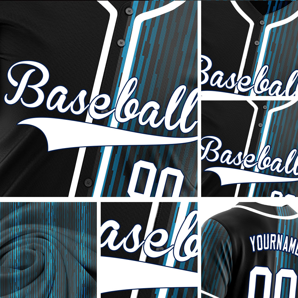 Custom Blue Green Bend Line Half Baseball Jersey