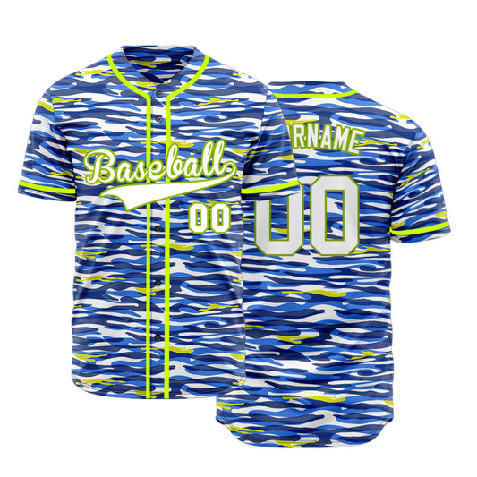 Custom Blue Green Camouflage Half Baseball Jersey
