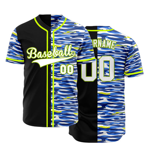 Custom Blue Green Gradient Curve Baseball Jersey