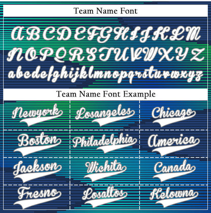 Custom Blue Green Gradient Curve Half Baseball Jersey