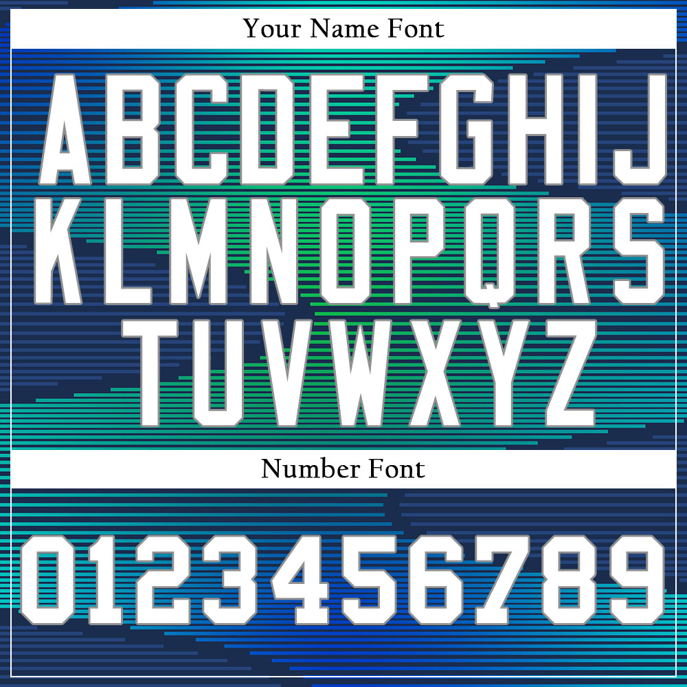 Custom Blue Green Gradient Curve Half Baseball Jersey