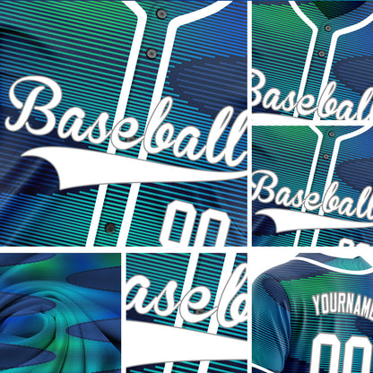Custom Blue Green Gradient Curve Half Baseball Jersey