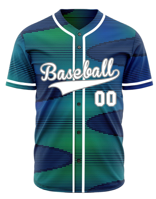 Custom Blue Green Gradient Curve Half Baseball Jersey
