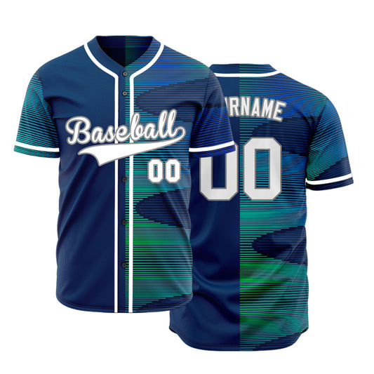 Custom Blue Green Ice Cracked Baseball Jersey