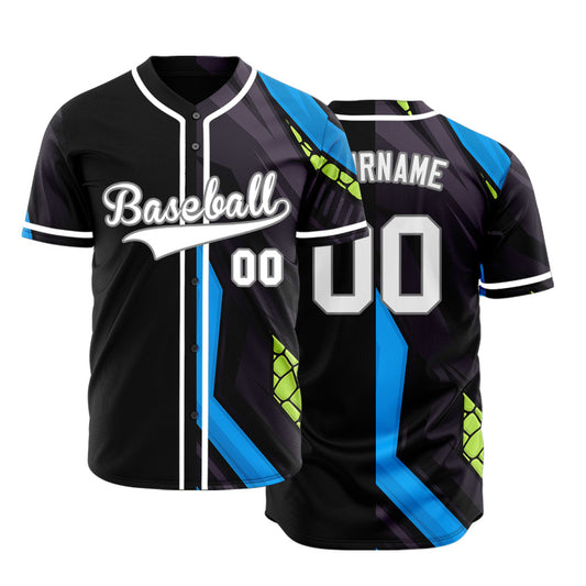 Custom Blue Green Wave Baseball Jersey