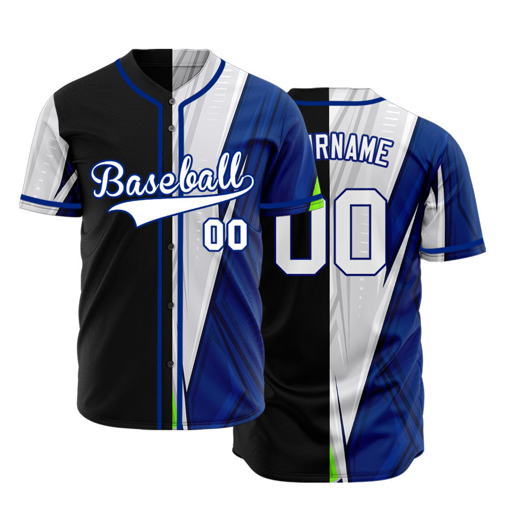 Custom Blue Grey Horizontal Line Baseball Jersey